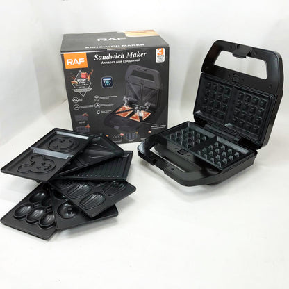 Мультимейкер RAF R.552 – 7 в 1: вафельница, гриль, сэндвичница, пончики, орешки, кексы, печенье, 800 Вт