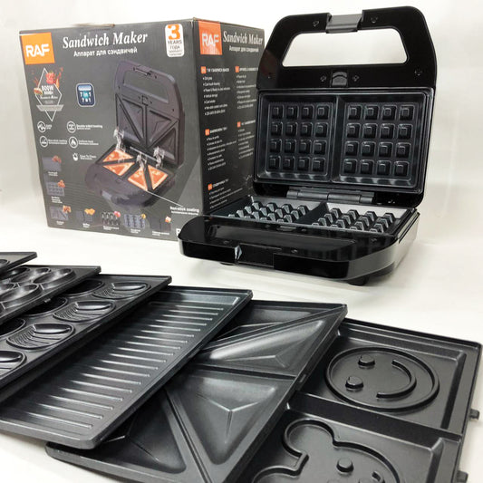 Мультимейкер RAF R.552 – 7 в 1: вафельница, гриль, сэндвичница, пончики, орешки, кексы, печенье, 800 Вт