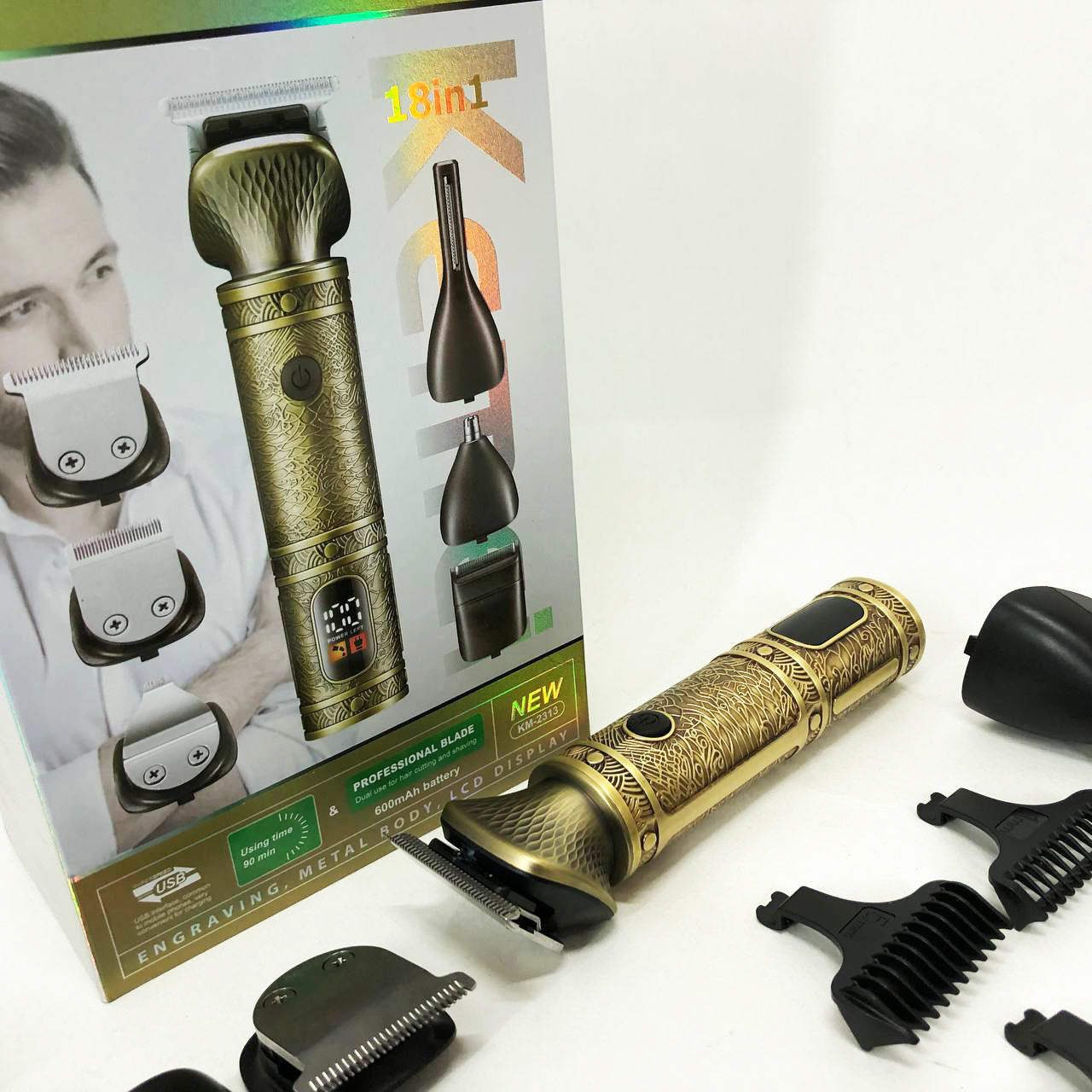 Триммер 18 в 1 Kemei KM-2313, Универсальный триммер для мужчин хорошие машинки для стрижки волос для дома