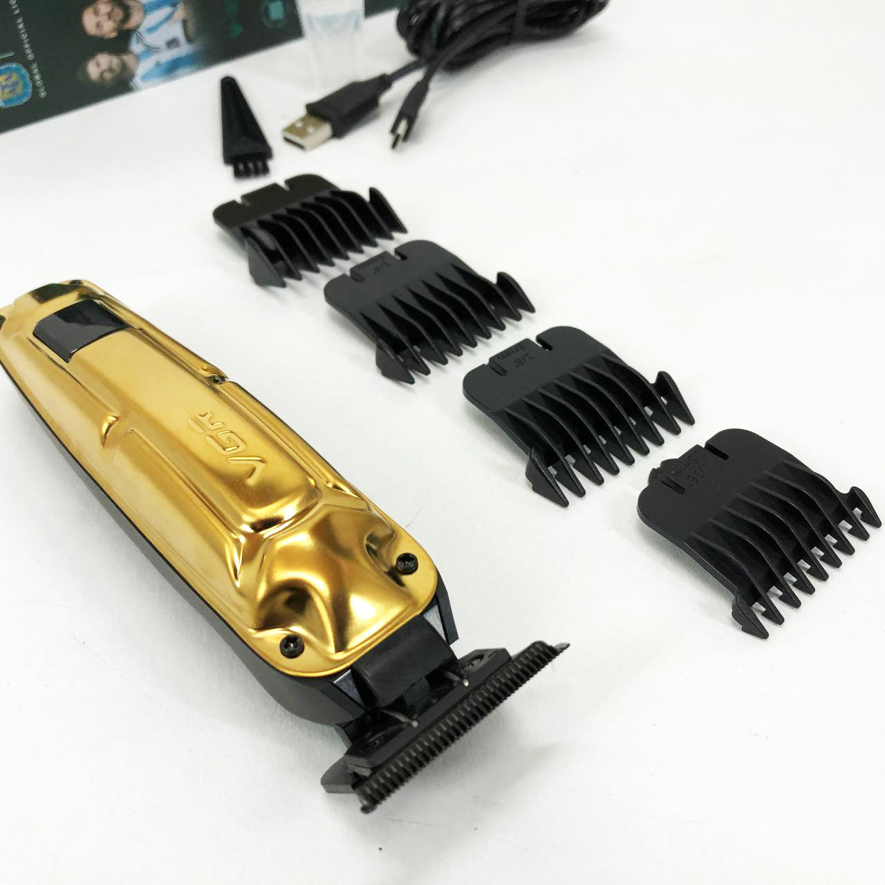 Аккумуляторная машинка VGR V-904 для стрижки волос VGR, машинка с дисплеем и сменными насадками