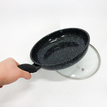 Сковорода UNIQUE UN-5114 22 см с крышкой гранит светлый многослойное покрытие