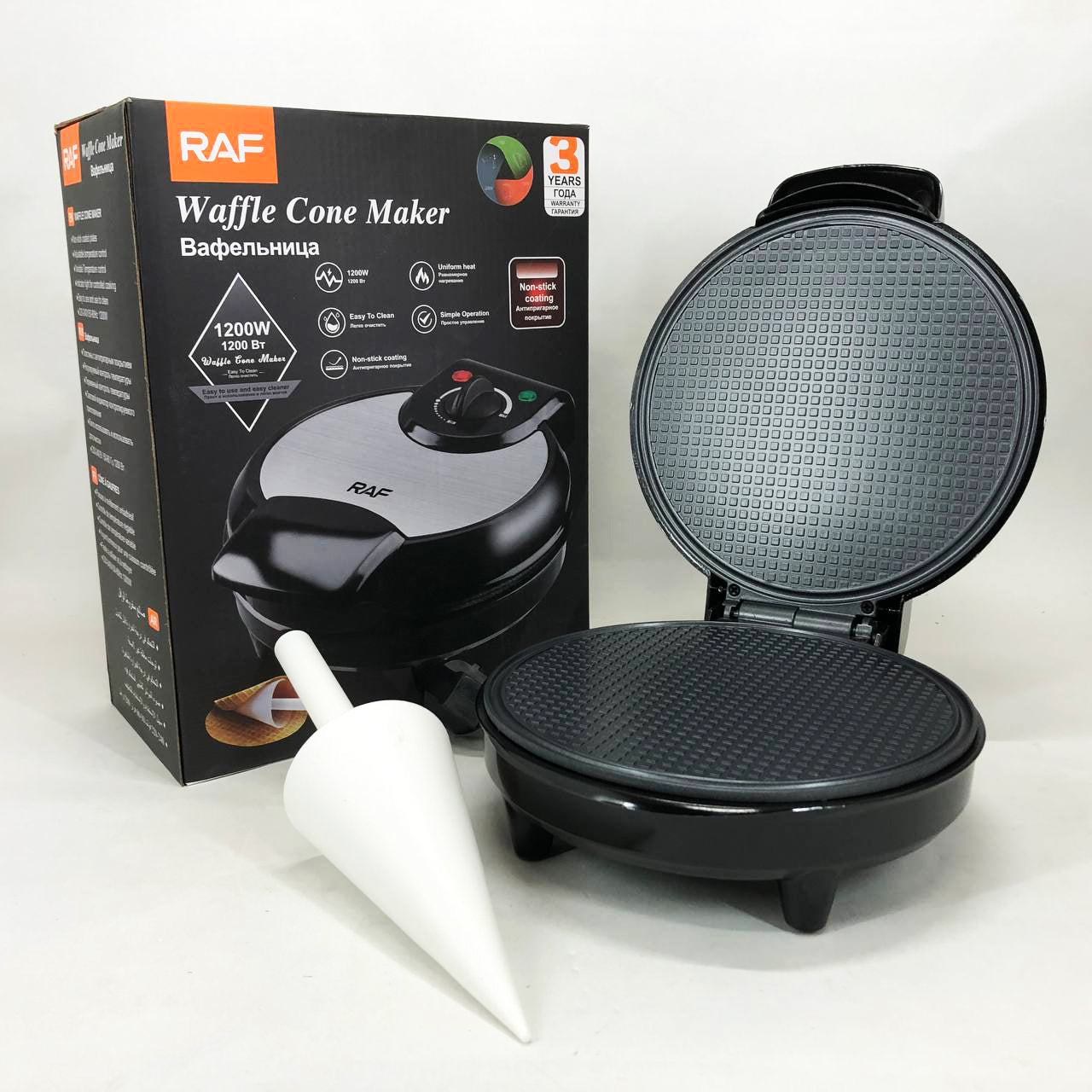 Вафельница электрическая RAF R.220, 1200 Вт с антипригарным покрытием