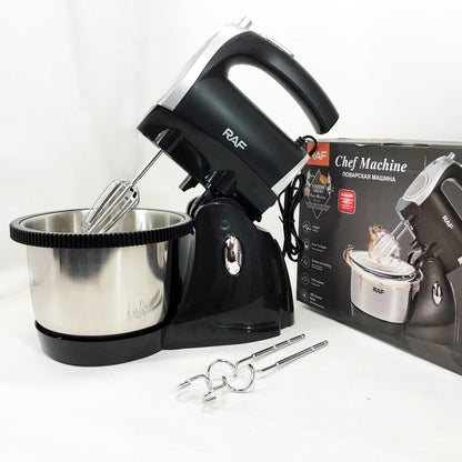 Миксер кухонный ручной RAF R.6662 с подставкой и вращающейся чашей на 3 л 5 скоростей 1000 Вт