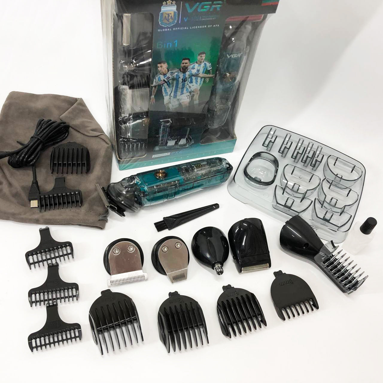 Машинка для стрижки волос, носа, бороды, бритва VGR V-102 5в1 беспроводной триммер с дисплеем