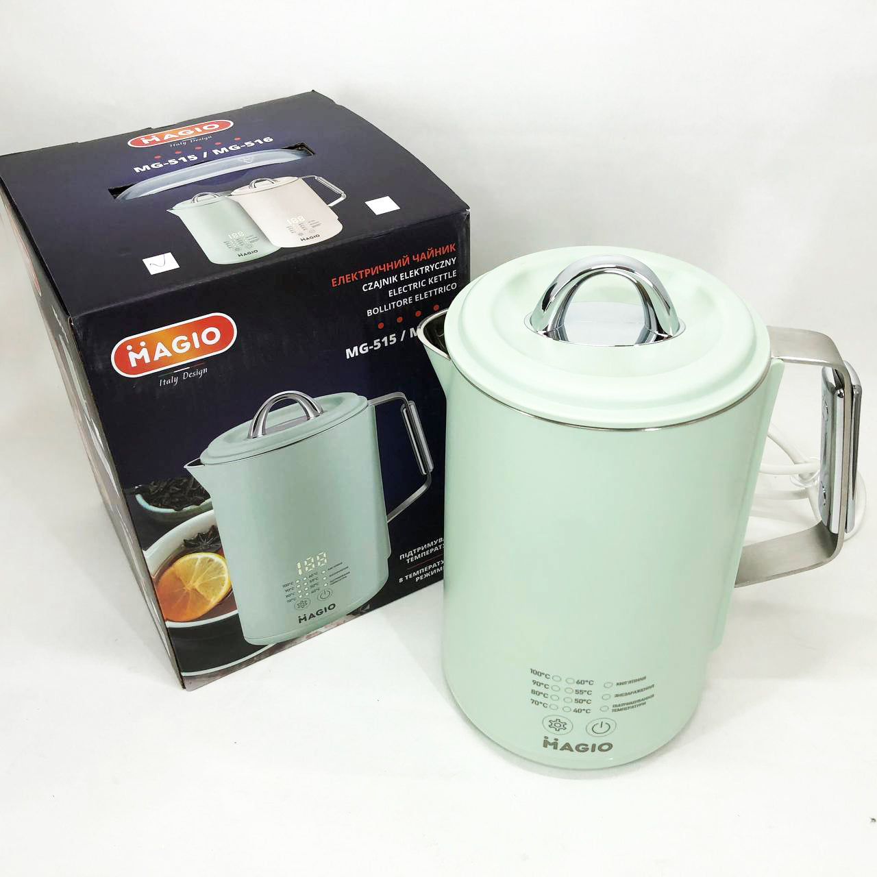 Электрочайник Magio MG-515, 1.5 л, 1500 Вт, с двойными стенками и регулировкой температуры