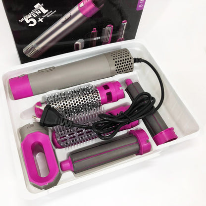 Фен-щетка стайлер 5 в 1 мультистайлер для завивки и укладки волос воздушный с насадками