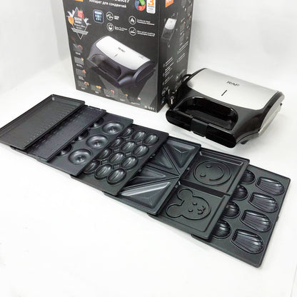 Вафельница бутербродница сендвичница гриль электрическая 8 в 1 RAF R.551 850W Мультипекарь со 8 формами