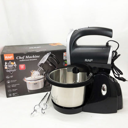 Миксер кухонный ручной RAF R.6662 с подставкой и вращающейся чашей на 3 л 5 скоростей 1000 Вт