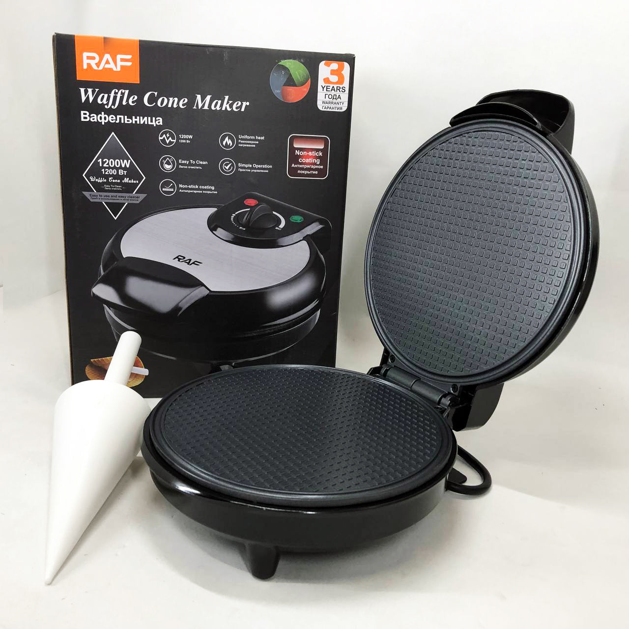 Вафельница электрическая RAF R.220, 1200 Вт с антипригарным покрытием