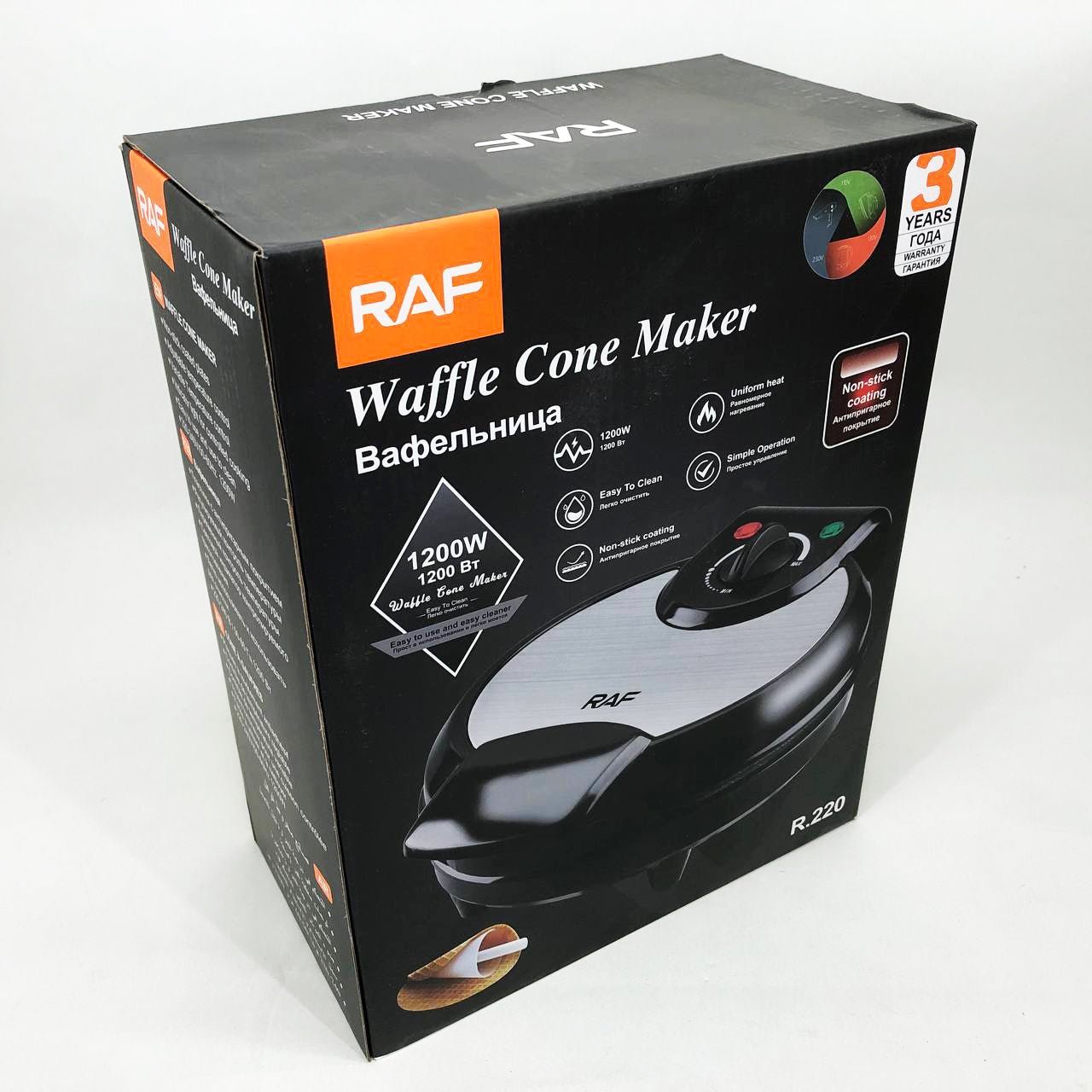 Вафельница электрическая RAF R.220, 1200 Вт с антипригарным покрытием