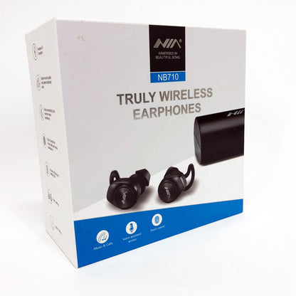 Наушники Bluetooth NIA NB710 с кейсом черные беспроводные, Наушники для тренировок сенсорные беспроводные