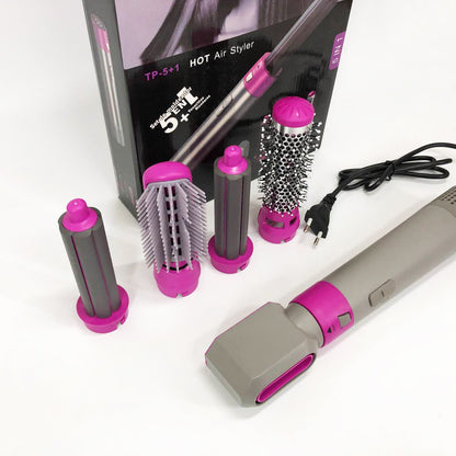 Фен-щетка стайлер 5 в 1 мультистайлер для завивки и укладки волос воздушный с насадками