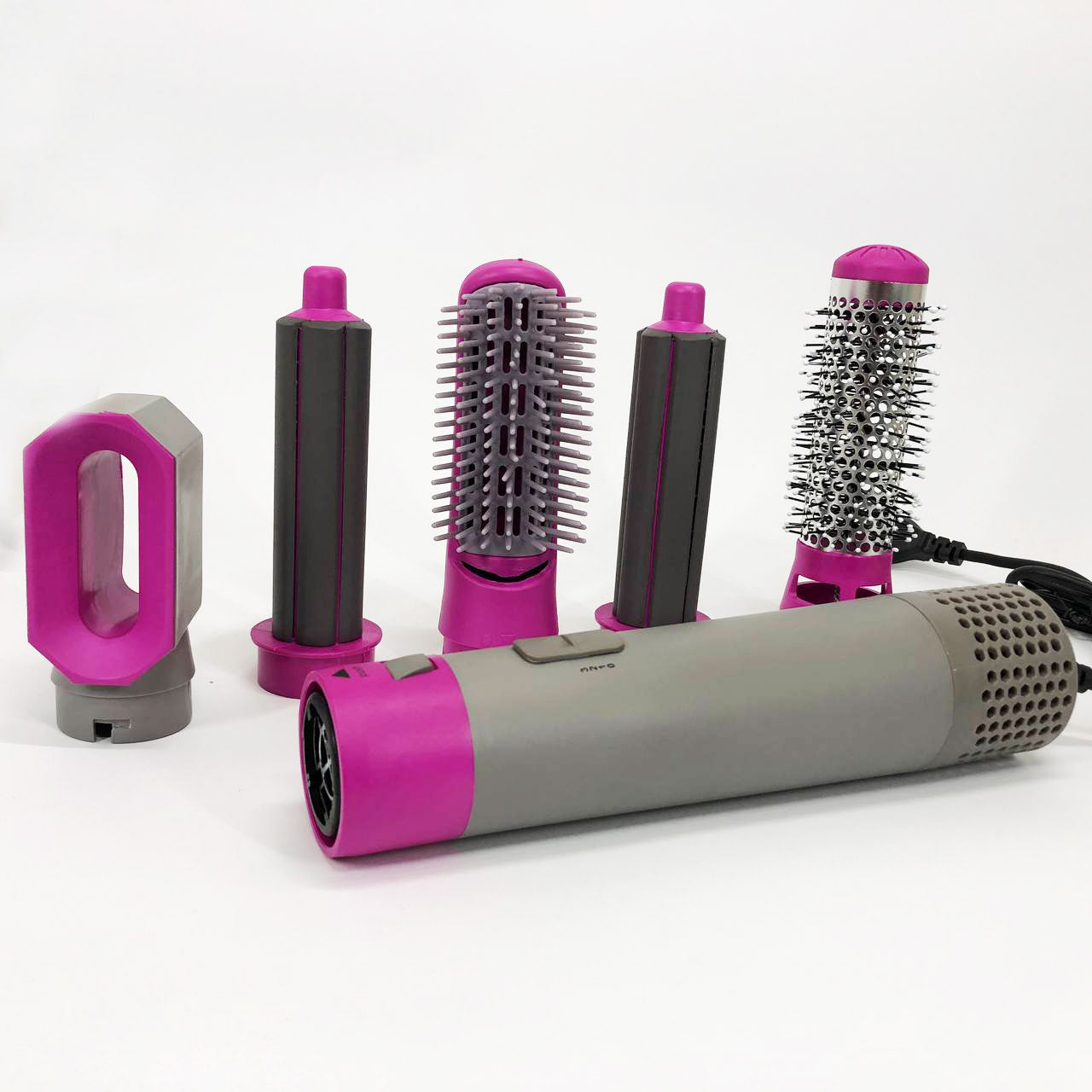 Фен-щетка стайлер 5 в 1 мультистайлер для завивки и укладки волос воздушный с насадками