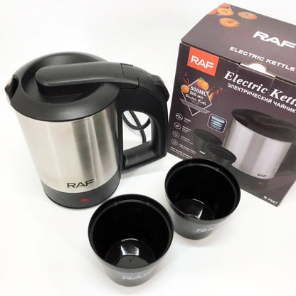 Электрочайник от 220В компактный RAF R-7887 с двумя чашками в комплекте 1000 Вт