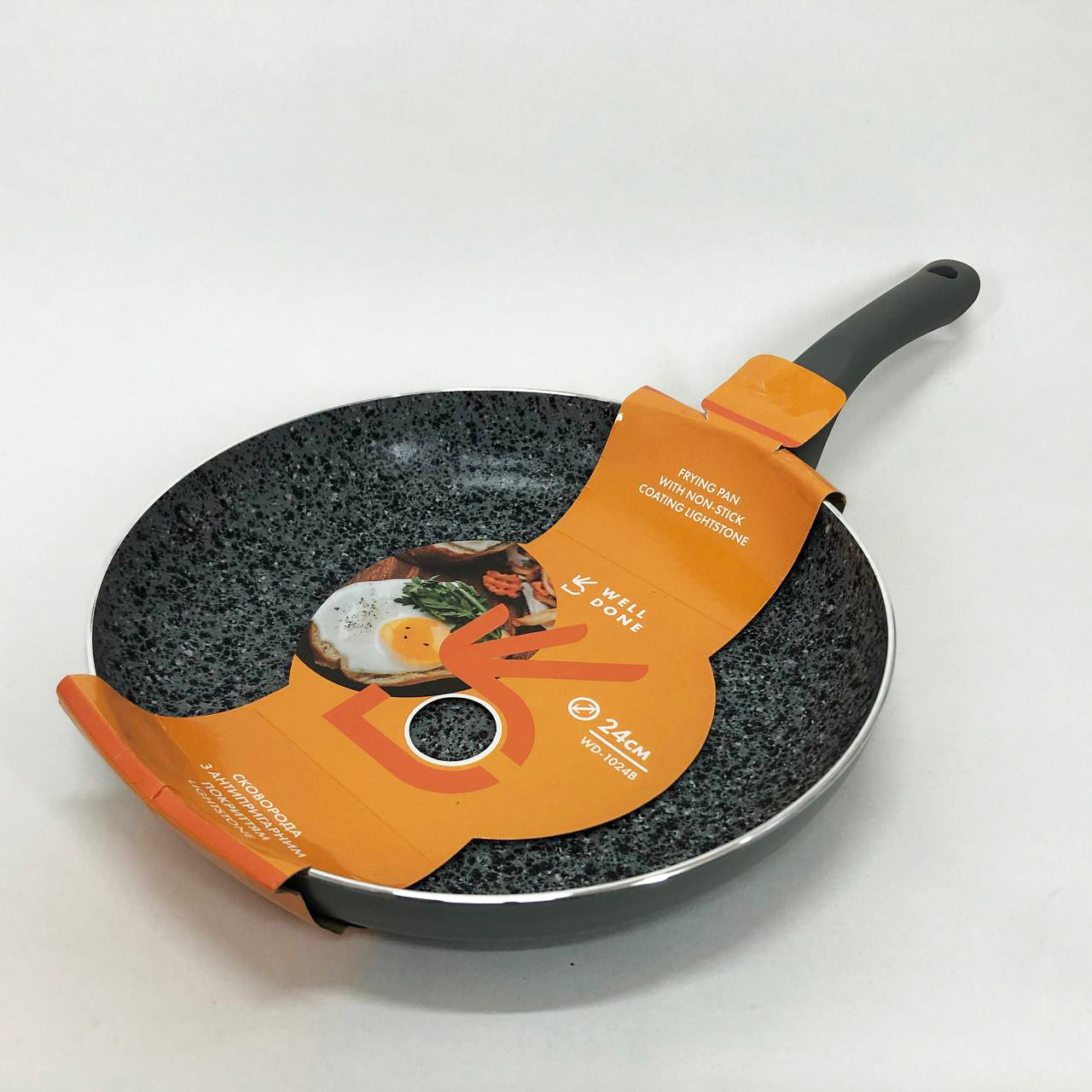 Сковорода Well Done WD-1024B с покрытием LightStone 24 см, сковорода для жарки, качественная сковорода