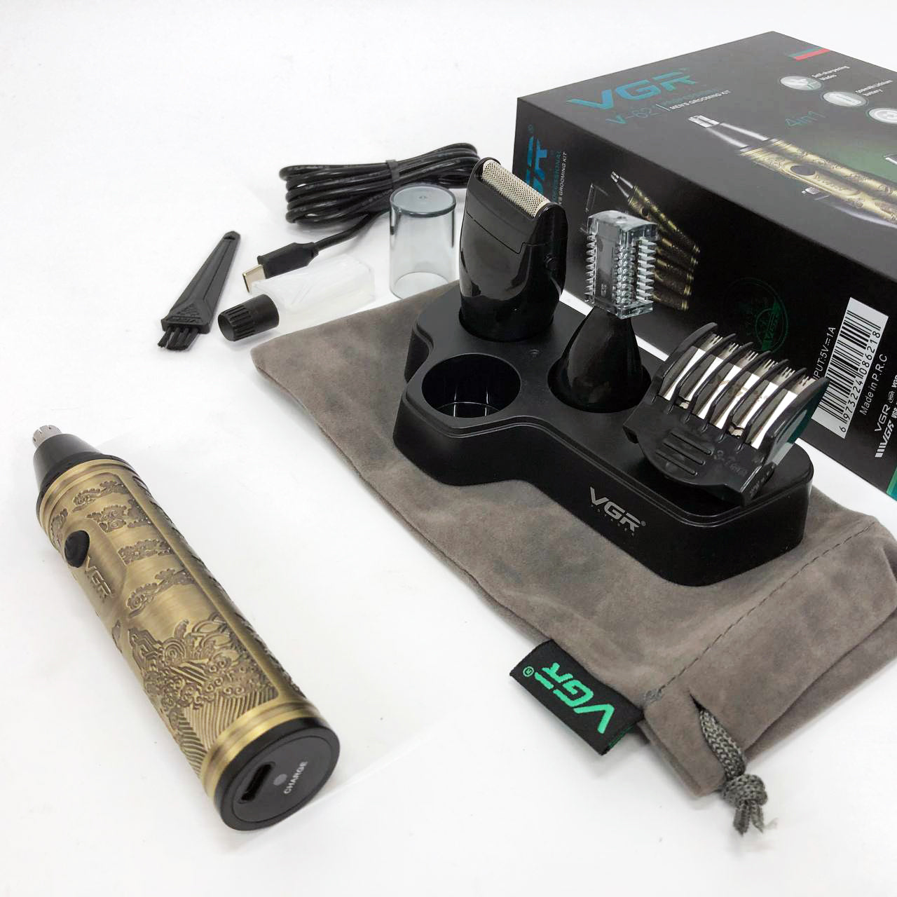 Триммер VGR 4 в 1 V-621, Мужские электробритвы для лица, Бритва для влажного удаления волос