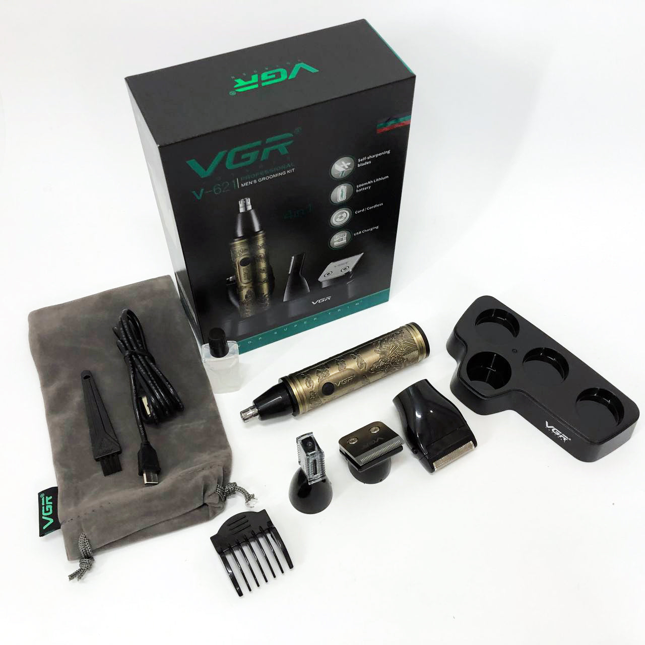 Триммер VGR 4 в 1 V-621, Мужские электробритвы для лица, Бритва для влажного удаления волос