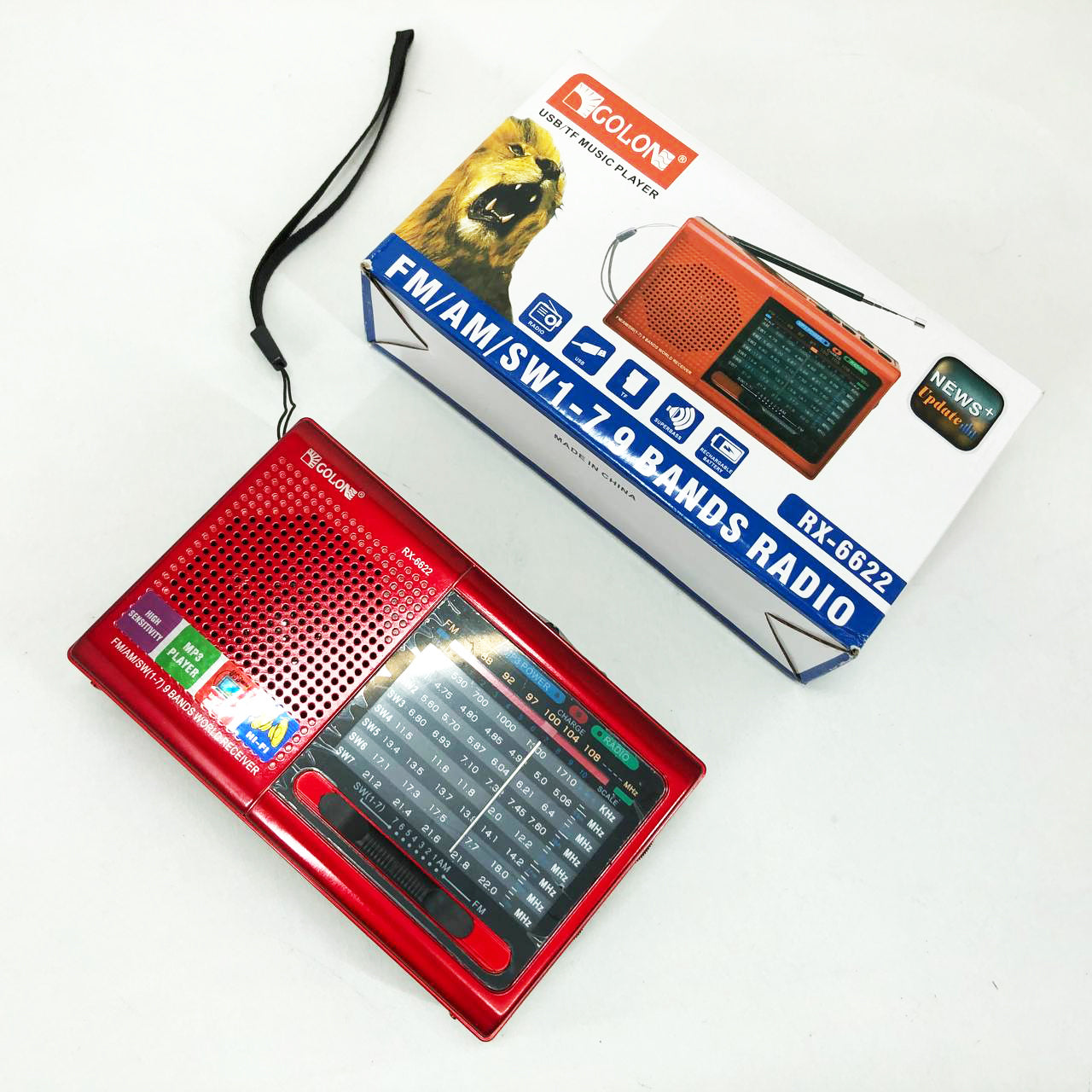 Портативная колонка радио MP3 USB Golon RX-6622. Цвет: красный