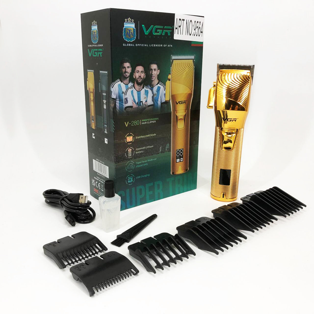 Аккумуляторная машинка для стрижки волос VGR V-280 с дисплеем и насадками, Качественная машинка