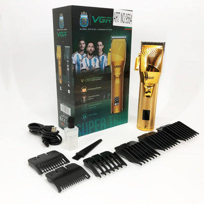 Аккумуляторная машинка для стрижки волос VGR V-280 с дисплеем и насадками, Качественная машинка