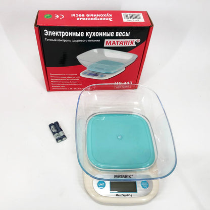 Весы кухонные MATARIX MX-403 от 1 грамма до 7кг, Кулинарные весы для взвешивания еды точные кухонные весы