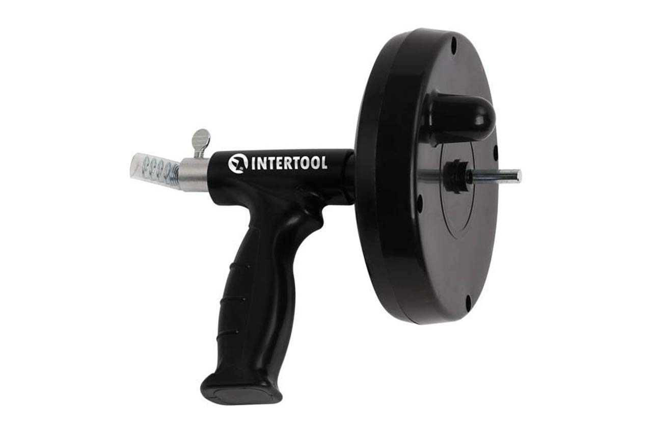 Трос для чистки труб на бобине Intertool - 6мм x 4м шпиндель для дрели