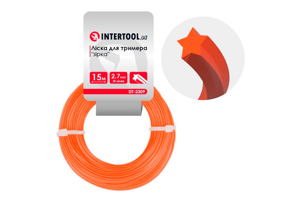 Леска для триммера Intertool - 2,7мм x 15м звезда