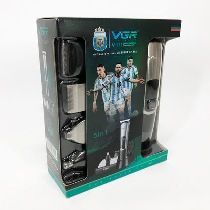 Набор для стрижки VGR 5 в 1 V-111, 9 насадок, Аккумуляторный универсальный триммер для стрижки