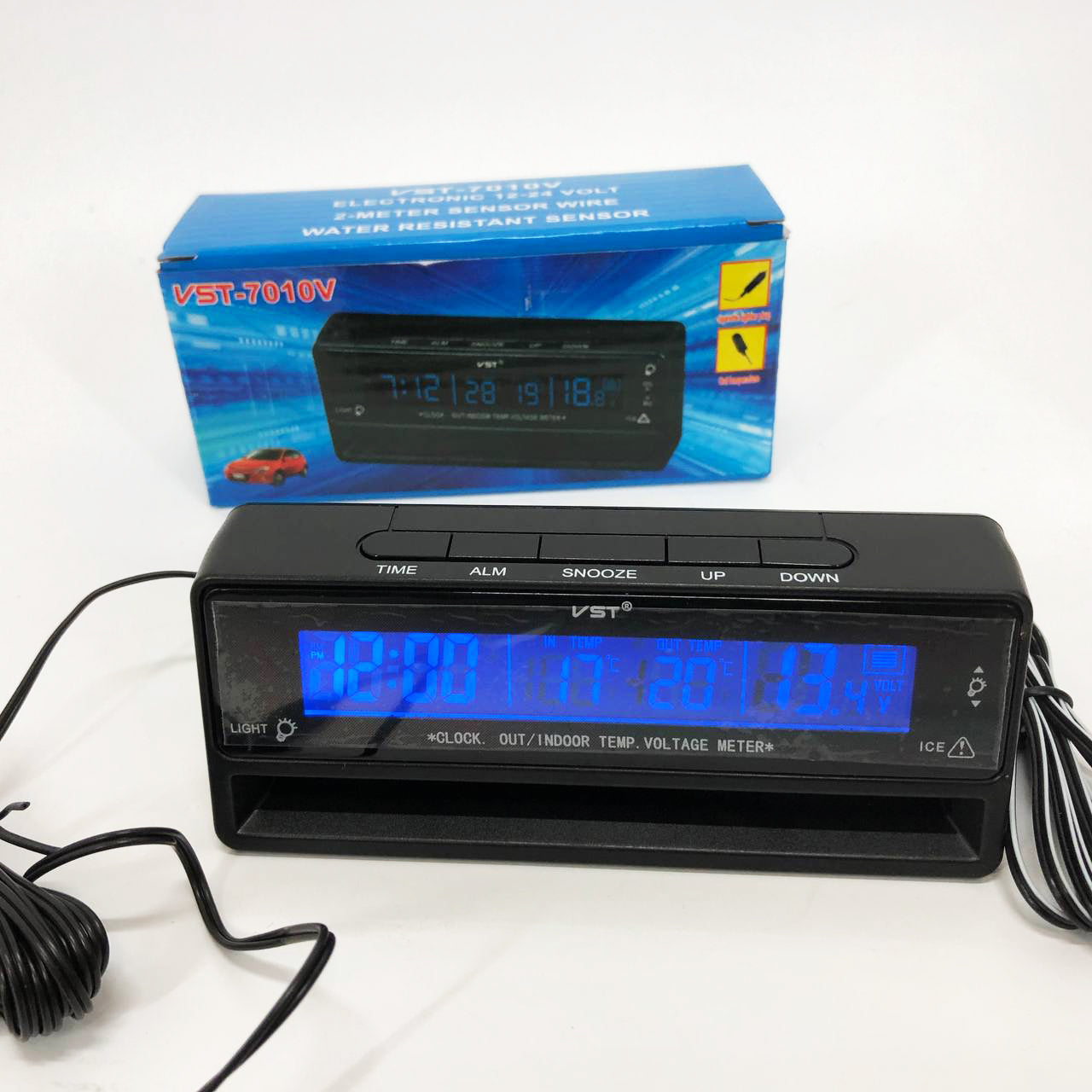 Автомобильные часы с термометром и вольтметром VST-7010V