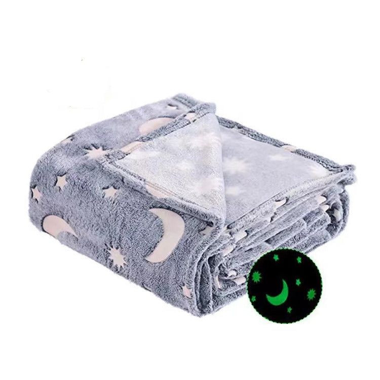 Светящийся в темноте плед плюшевое покрывало Blanket kids Magic Star 150х100 см флисовое одеяло. Цвет: серый