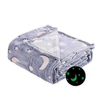 Светящийся в темноте плед плюшевое покрывало Blanket kids Magic Star 150х100 см флисовое одеяло. Цвет: серый