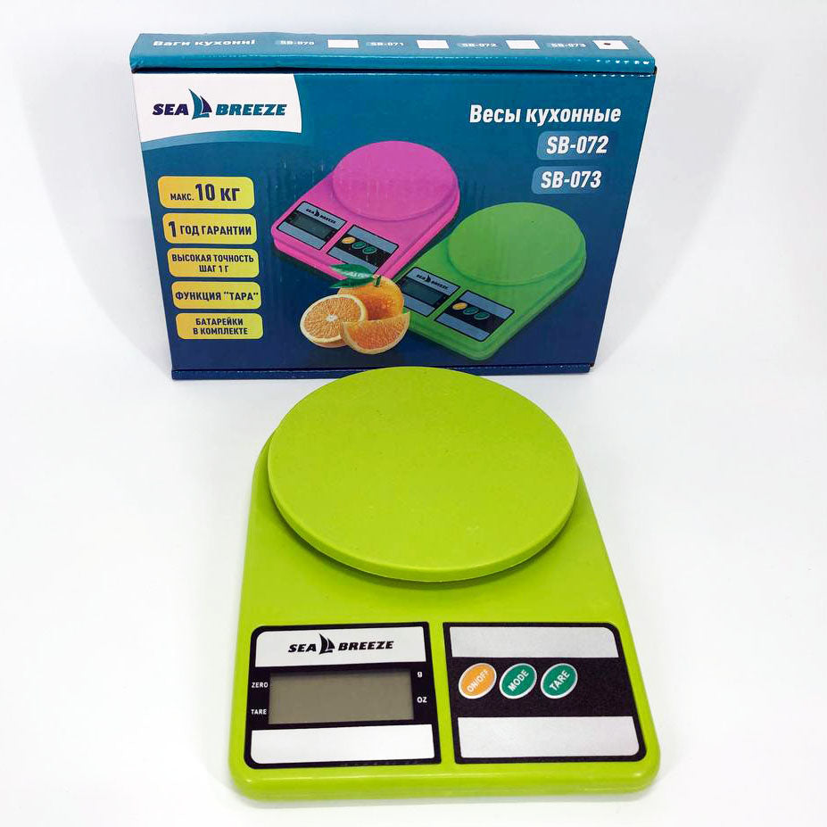 Весы кухонные SeaBreeze SB-073, Электрические кухонные весы, Точные кухонные весы. Цвет: зеленый