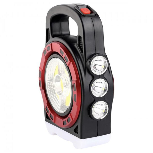 Переносной фонарь прожектор 6678С-3LED+5COB с солнечной панелью и функцией Power Bank, ручной прожектор