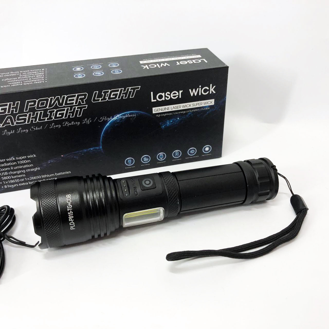 Фонарик PLD-P815 White Laser LED PM10-TG+COB, Фонарик тактический аккумуляторный ручной