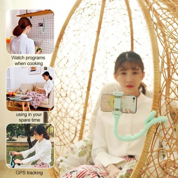 Гибкий держатель для телефона с присосками универсальный Cute Worm Lazy Holder. Цвет: черный