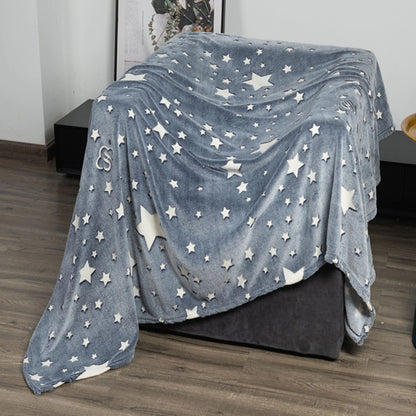 Светящийся в темноте плед плюшевое покрывало Blanket kids Magic Star 150х100 см флисовое одеяло. Цвет: серый