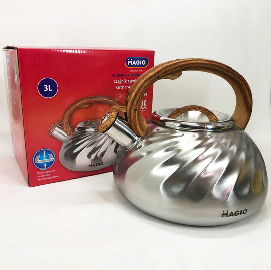Чайник Magio MG-1194 3 л со свистком, чайник со свистком для индукционной плиты, чайник газовый
