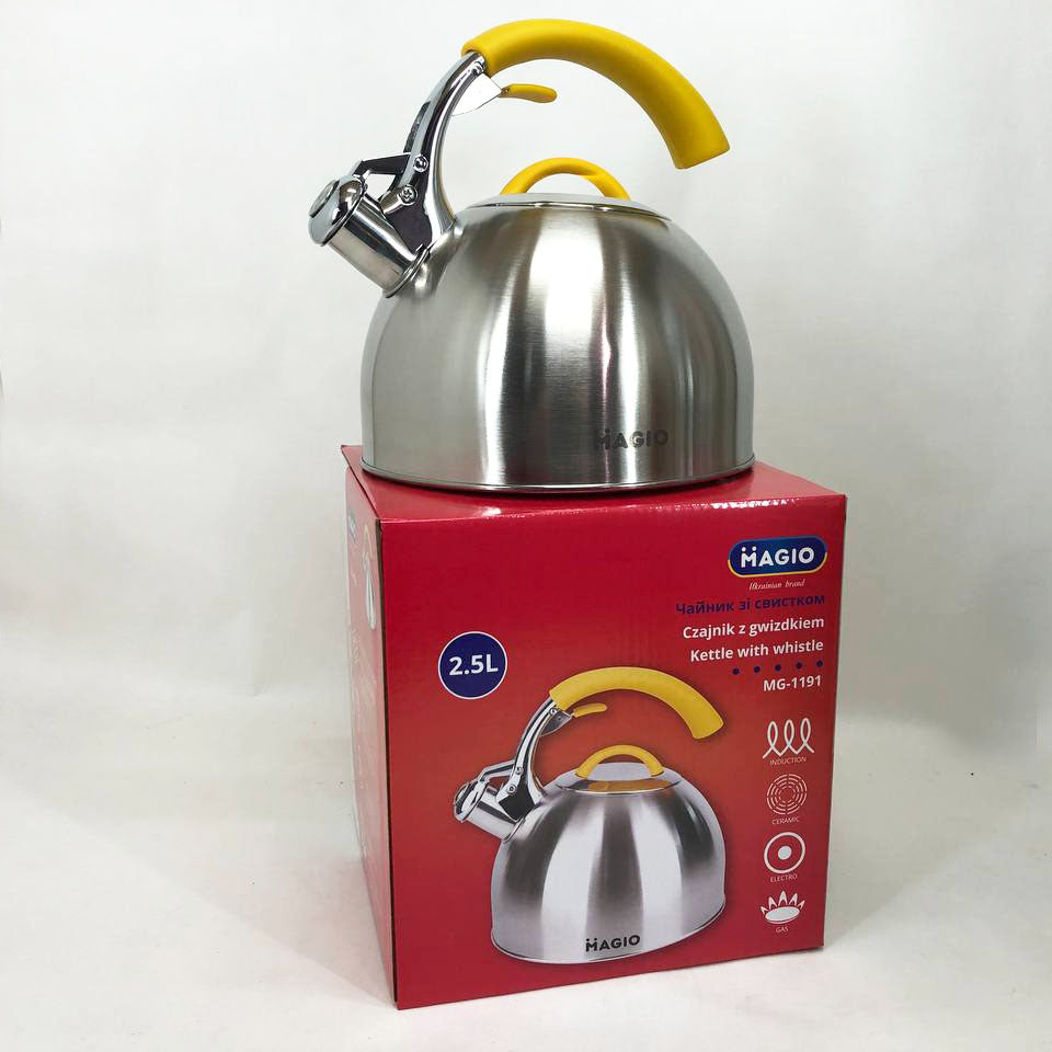 Чайник Magio MG-1191 2.5 Л со свистком, красивый чайник для газовой плиты, чайник на плиту, чайник газовый