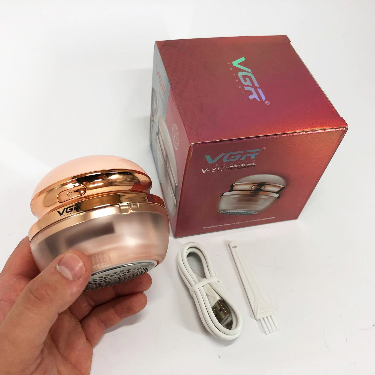 Машинка для удаления катышков VGR V-817, Прибор от катышек на одежде, Машинка для катишок. Цвет: розовый