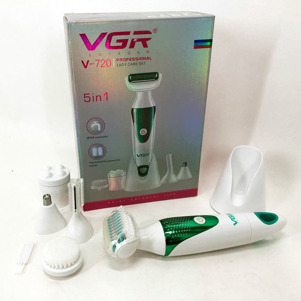 Набор VGR V-720 5 в 1 для ухода, триммер для носа, бровей, тела, устройство для чистки лица, массажер