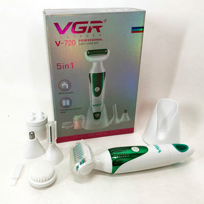 Набор VGR V-720 5 в 1 для ухода, триммер для носа, бровей, тела, устройство для чистки лица, массажер