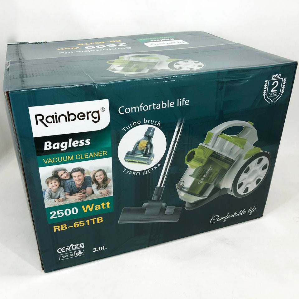 Пылесос без мешка Rainberg RB-651 TB контейнерный 2500 Вт, шнур 3,2 метров с колбой объёмом 3 л