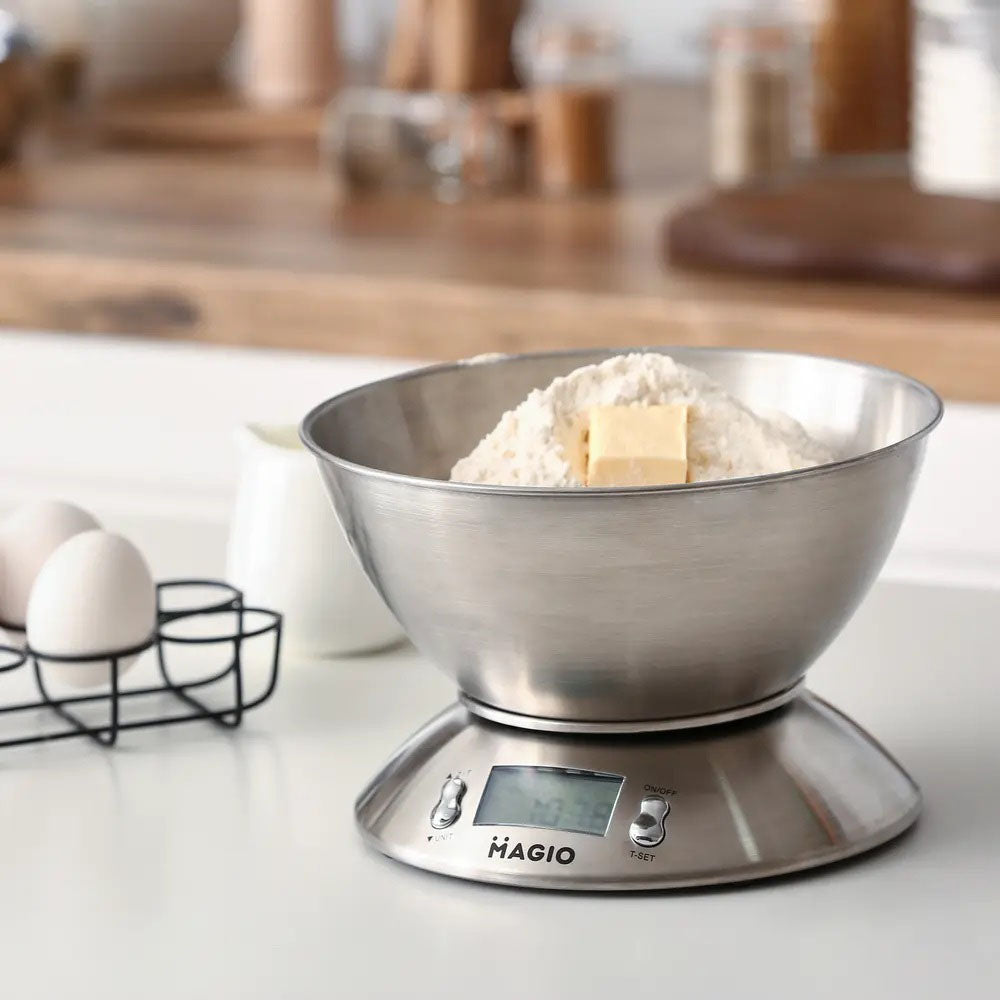 Весы кухонные на 5 кг из нержавеющей стали MAGIO MG-695, весы мини, Весы кухонные со съемной чашей