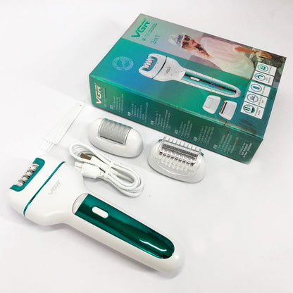 Женский беспроводной эпилятор 3в1 VGR V-732 для ног и зоны бикини с подсветкой и дисплеем. Цвет: зеленый