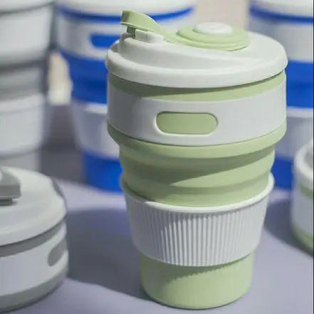 Кружка туристическая (складная/силиконовая), силиконовая складная термокружка. Цвет: зеленый