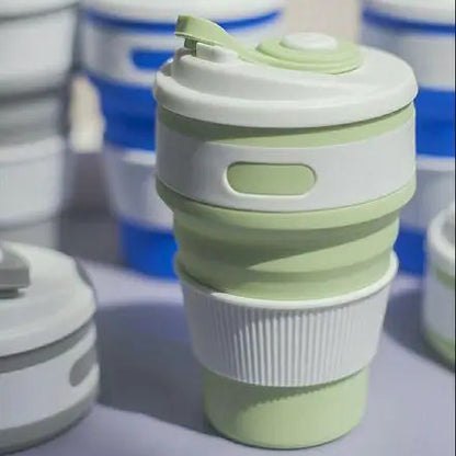 Кружка туристическая (складная/силиконовая), силиконовая складная термокружка. Цвет: зеленый