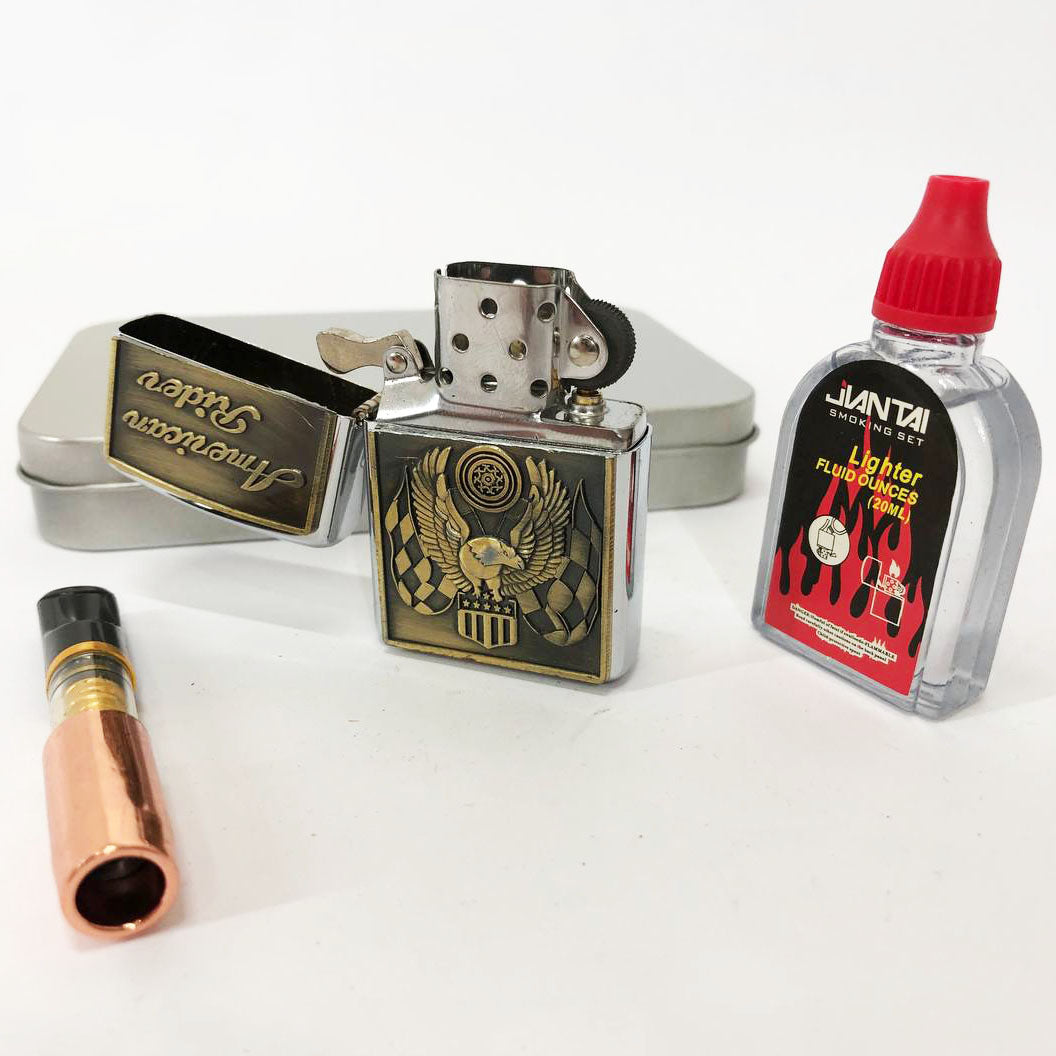 Зажигалка бензиновая в подарочной коробке N4, зажигалка в подарочном футляре, подарок зажигалка парню