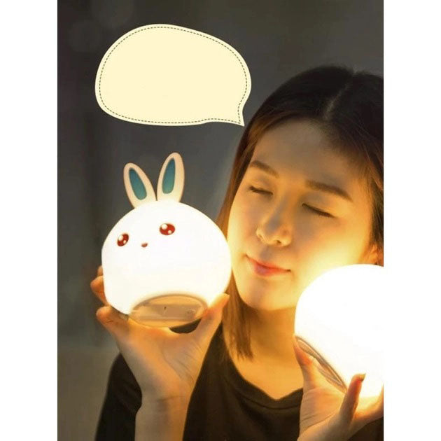 Силиконовый Ночник светильник ЗАЙЧИК детский LED лампа 7 цветов с АККУМУЛЯТОРОМ