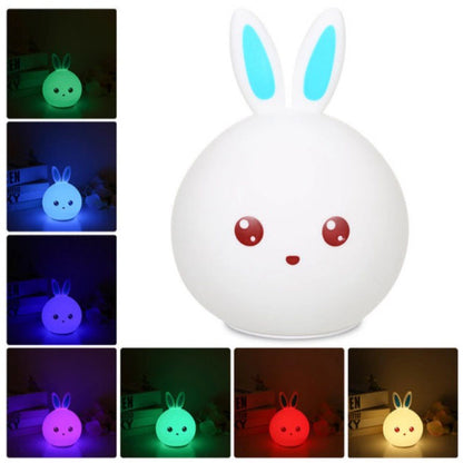Силиконовый Ночник светильник ЗАЙЧИК детский LED лампа 7 цветов с АККУМУЛЯТОРОМ