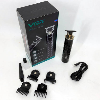 Машинка для стрижки с триммером VGR V-170 для волос, усов и бороды, беспроводная со сменными насадками